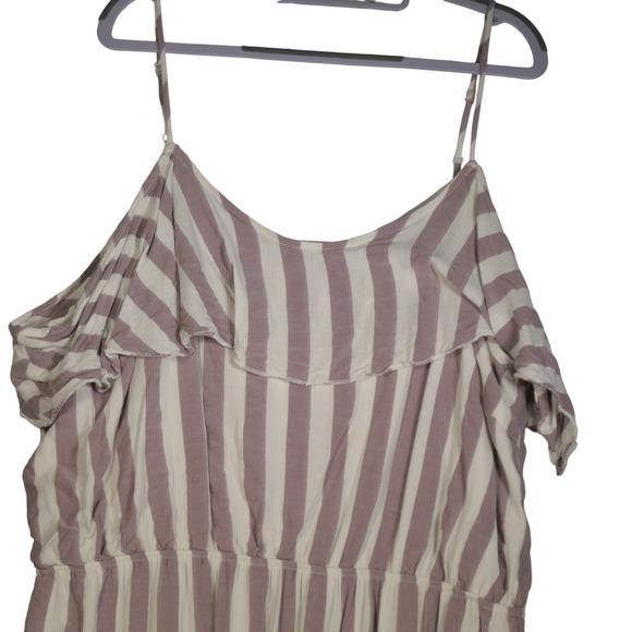 Charlotte Russe Maxi Dress Women 3X Purple Stripe Ruffle Peasant Boho Gauzy - Picture 3 of 6